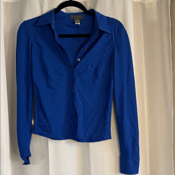 Banana Republic Tops - Banana Republic Stretch Silk Button-Up Blouse Royal Blue XS Classic Workwear Top